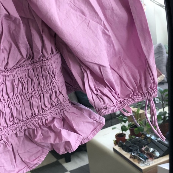 STAUD Lavender Pleated Puffy Sleeves Faye Blouse Top - Picture 4 of 11